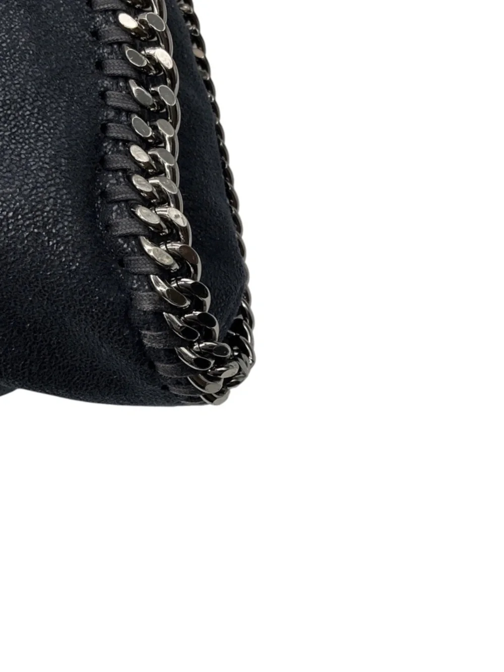 STELLA MCCARTNEY NAVY BLUE FALABELLA FAUX LEATHER SHAGGY DEER TOTE BAG